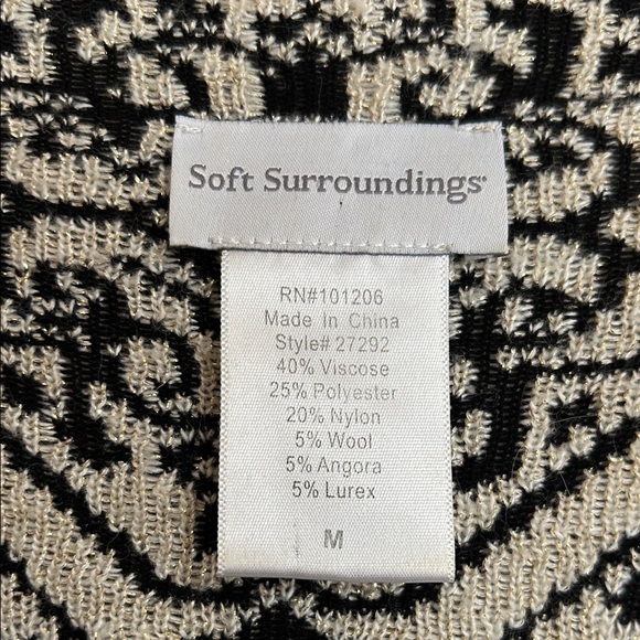 Soft Surroundings Black and Cream Knit Cardigan. Size Medium. - Picture 2 of 7